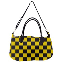 Checkerboard Pattern Black And Yellow Ancap Libertarian Removal Strap Handbag by snek