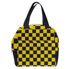 Checkerboard Pattern Black And Yellow Ancap Libertarian Boxy Hand Bag by snek