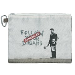 Banksy Graffiti Original Quote Follow Your Dreams Cancelled Cynical With Painter Canvas Cosmetic Bag (xxl) by snek