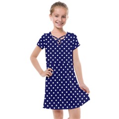 Pois Blanc/marine Kids  Cross Web Dress