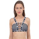 White Plaid Texture Cage Up Bikini Top View1