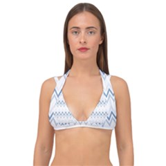 Chevrons Bleus/blanc Double Strap Halter Bikini Top
