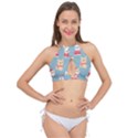 Cute French Bulldog Puppy Dog Christmas Costume Seamless Pattern Cross Front Halter Bikini Top View1