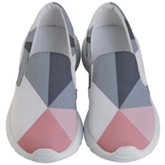 Pink, Gray, And White Geometric Kids Lightweight Slip Ons
