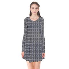 Df Adamo Linum Long Sleeve V-neck Flare Dress