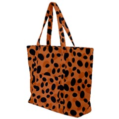 Orange Cheetah Animal Print Zip Up Canvas Bag