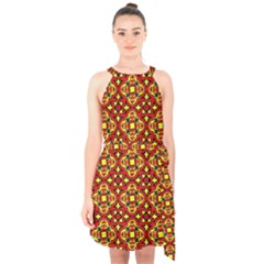 Rby-b-7-6 Halter Collar Waist Tie Chiffon Dress