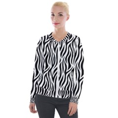 Thin Zebra Animal Print Velour Zip Up Jacket