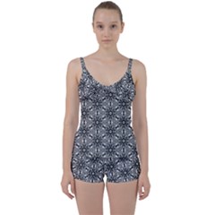 Black And White Pattern Tie Front Two Piece Tankini by HermanTelo