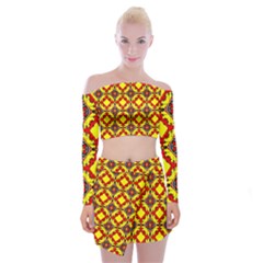 Rby-b-9-6 Off Shoulder Top With Mini Skirt Set