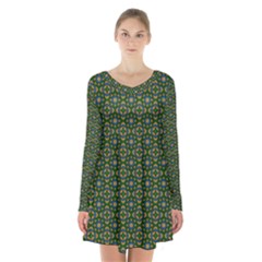 Df Chocolate Hills Long Sleeve Velvet V-neck Dress
