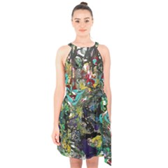 Forest 1 1 Halter Collar Waist Tie Chiffon Dress