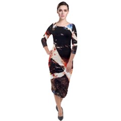 Egg In The Duck 4 Quarter Sleeve Midi Velour Bodycon Dress