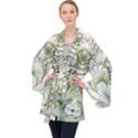 Fractal Delicate White Background Long Sleeve Velvet Kimono  View1