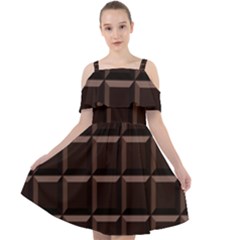 Dark Chocolate Seamless Pattern Sweet Texture Cut Out Shoulders Chiffon Dress