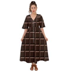 Dark Chocolate Seamless Pattern Sweet Texture Kimono Sleeve Boho Dress