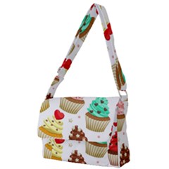 Seamless Pattern Yummy Colored Cupcakes Full Print Messenger Bag (l)