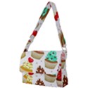 Seamless Pattern Yummy Colored Cupcakes Full Print Messenger Bag (L) View1