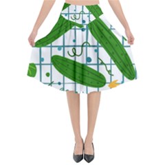 Seamless Pattern With Cucumber Flared Midi Skirt