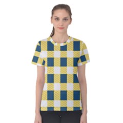 Diagonal Checkered Plaid Seamless Pattern Women s Cotton Tee
