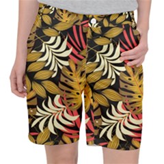 Original Seamless Tropical Pattern With Bright Reds Yellows Pocket Shorts