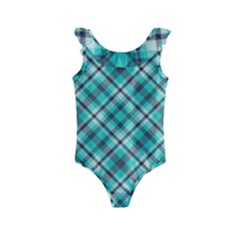 Tartan Scotland Seamless Plaid Pattern Vintage Check Color Square Geometric Texture Kids  Frill Swimsuit