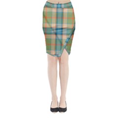 Tartan Scotland Seamless Plaid Pattern Vintage Check Color Square Geometric Texture Midi Wrap Pencil Skirt