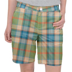 Tartan Scotland Seamless Plaid Pattern Vintage Check Color Square Geometric Texture Pocket Shorts