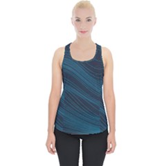 Abstract Glowing Blue Wave Lines Pattern With Particles Elements Dark Background Piece Up Tank Top