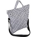 Black And White Baroque Ornate Print Pattern Fold Over Handle Tote Bag View1