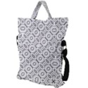 Black And White Baroque Ornate Print Pattern Fold Over Handle Tote Bag View2