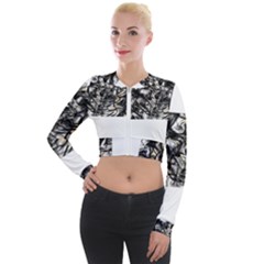 Marble Texture Long Sleeve Cropped Velvet Jacket