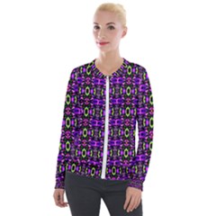 Abstract-r-5 Velour Zip Up Jacket