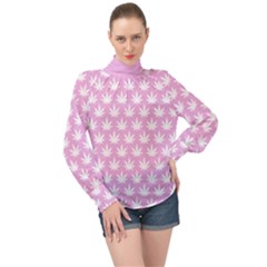 Kawaii Cannabis  High Neck Long Sleeve Chiffon Top