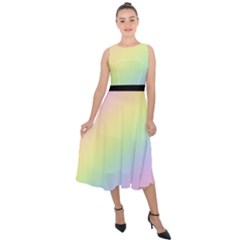 Pastel Goth Rainbow  Midi Tie-back Chiffon Dress by thethiiird
