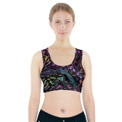 Background Drawing Colorful Pattern Sports Bra With Pocket
