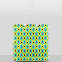 Pattern Tiles Square Design Modern Full Print Rope Handle Tote (large)