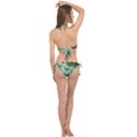 Green Wet Rain Water Drops Plant Cross Front Halter Bikini Set View2
