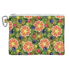 Fruit Star Blueberry Cherry Leaf Canvas Cosmetic Bag (xl) by Vaneshart
