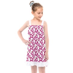 Cute Flowers - Peacock Pink White Kids  Overall Dress