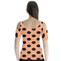 Polka Dots - Black On Cantaloupe Orange Butterfly Sleeve Cutout Tee  View2