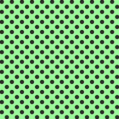 Polka Dots Black On Mint Green Fabric by FashionBoulevard