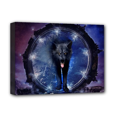 Awesome Wolf In The Gate Deluxe Canvas 16  X 12  (stretched) 