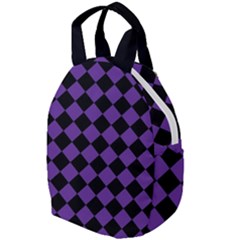 Block Fiesta Black And Imperial Purple Travel Backpacks by FashionBoulevard
