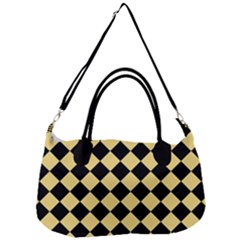Block Fiesta Black And Mellow Yellow Removal Strap Handbag by FashionBoulevard