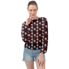 White Rose In Maroon Banded Bottom Chiffon Top