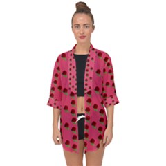 Rose In Mexican Pink Open Front Chiffon Kimono