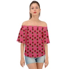 Rose In Mexican Pink Off Shoulder Short Sleeve Top