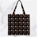 Robin Art Black Pattern Zipper Grocery Tote Bag View1