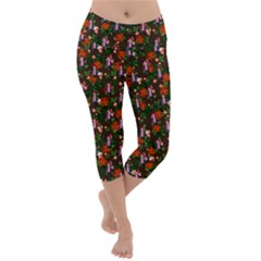 Fiola Pattern Brown Lightweight Velour Capri Yoga Leggings